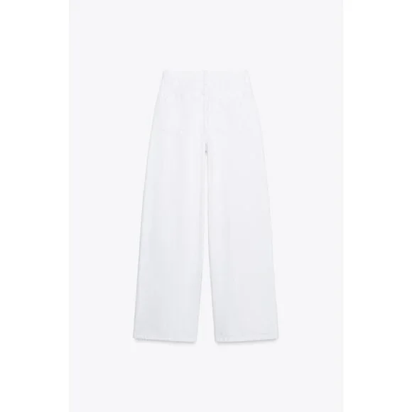 ZARA HIGH-WAIST TRF WIDE-LEG CROSSOVER WAIST JEANS Jeans